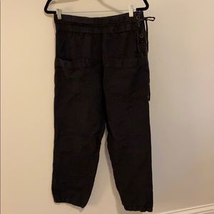 Apiece Apart black linen drawstring pants